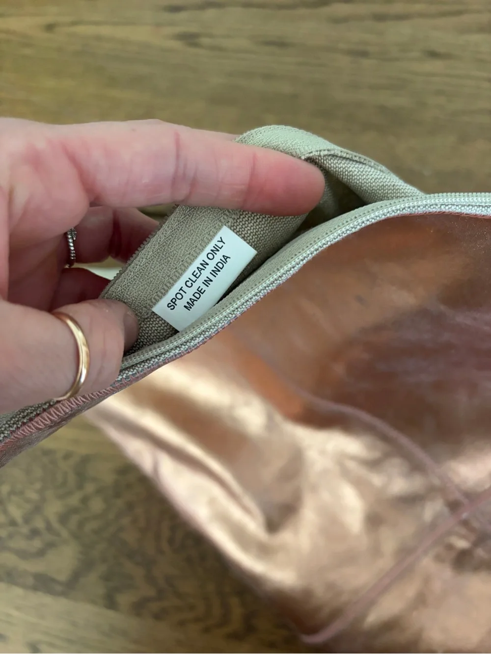 14”x26” Copper Rose Gold Faux Leather Pillow Cushion Cover